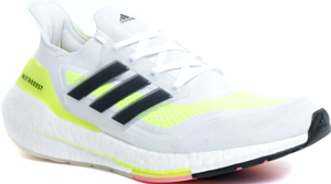 Беговые кроссовки Adidas Ultraboost 21 Ftw White/Core Black/Solar Yellow