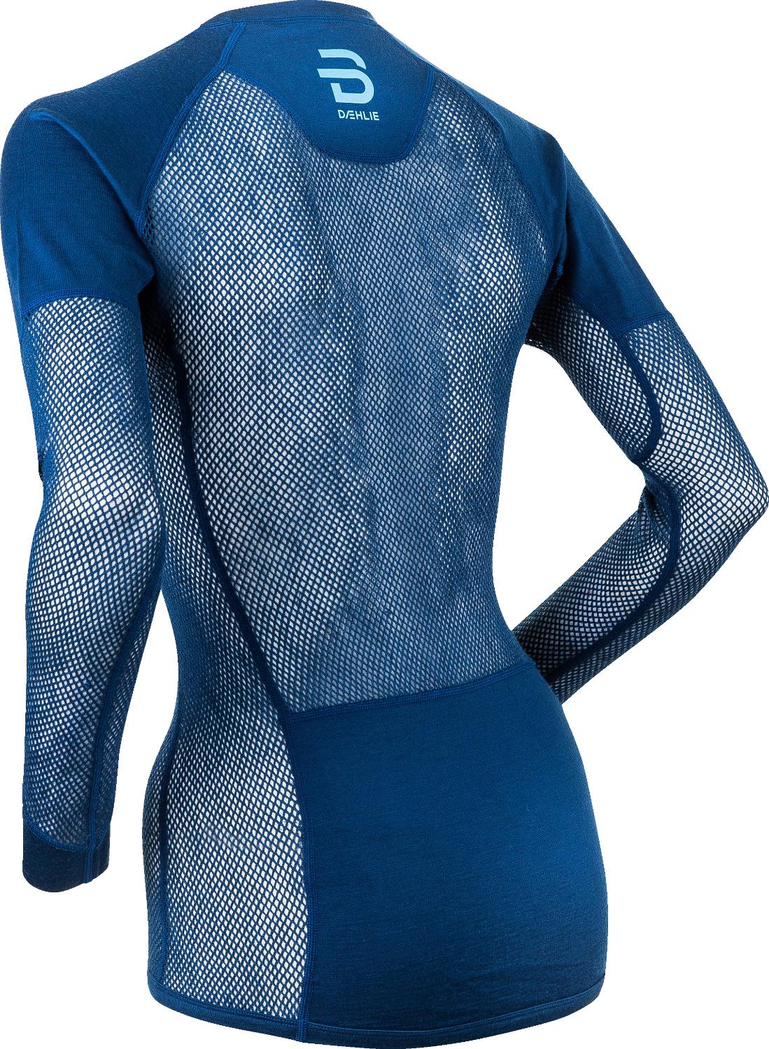 Футболка с длинным рукавом беговая Bjorn Daehlie 2020-21 Airnet Wool for women Estate Blue