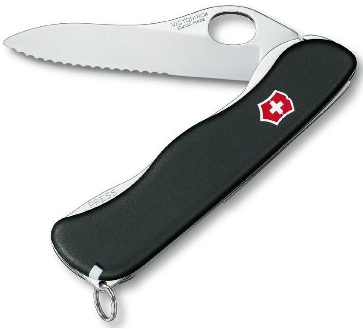 Нож Victorinox Sentinel One Hand Wavy Edge (0.8413.MW3) 111мм 4функций черный
