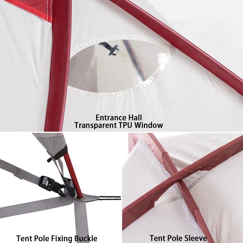 Палатка Naturehike Hiby One Big Bedroom 4 Man Tent 40D Grey/Red