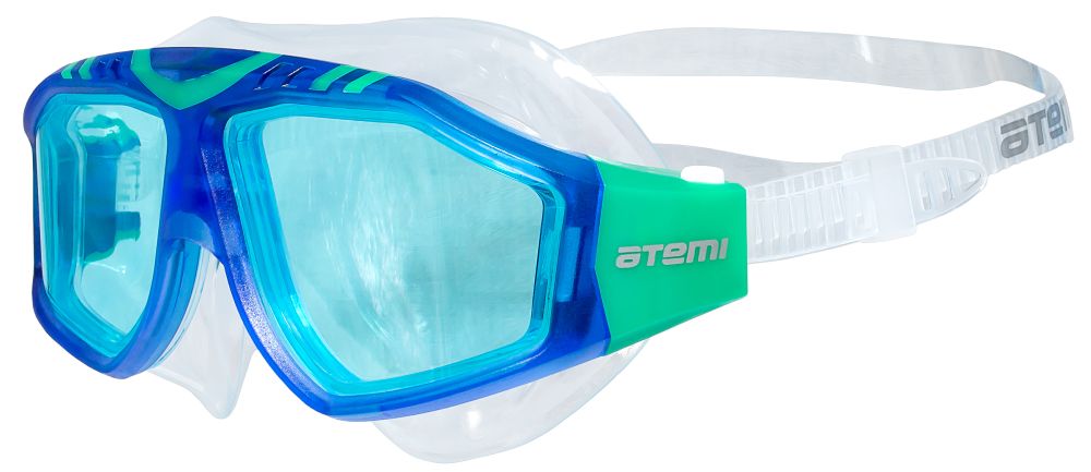 Очки для плавания Atemi полумаска Синий/Зеленый