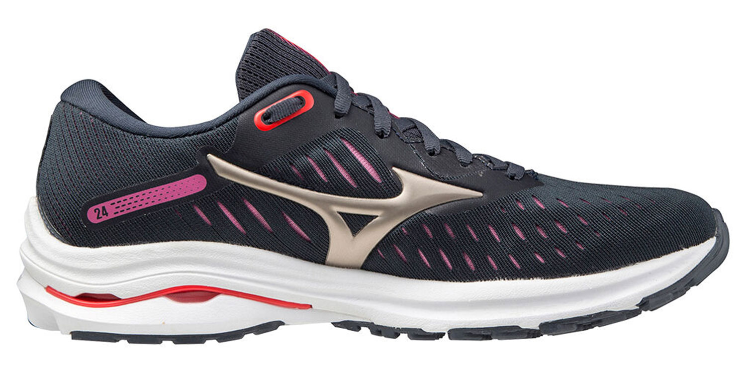 Кроссовки Mizuno Wave Rider 24 (W) чернильный/золотой/красный