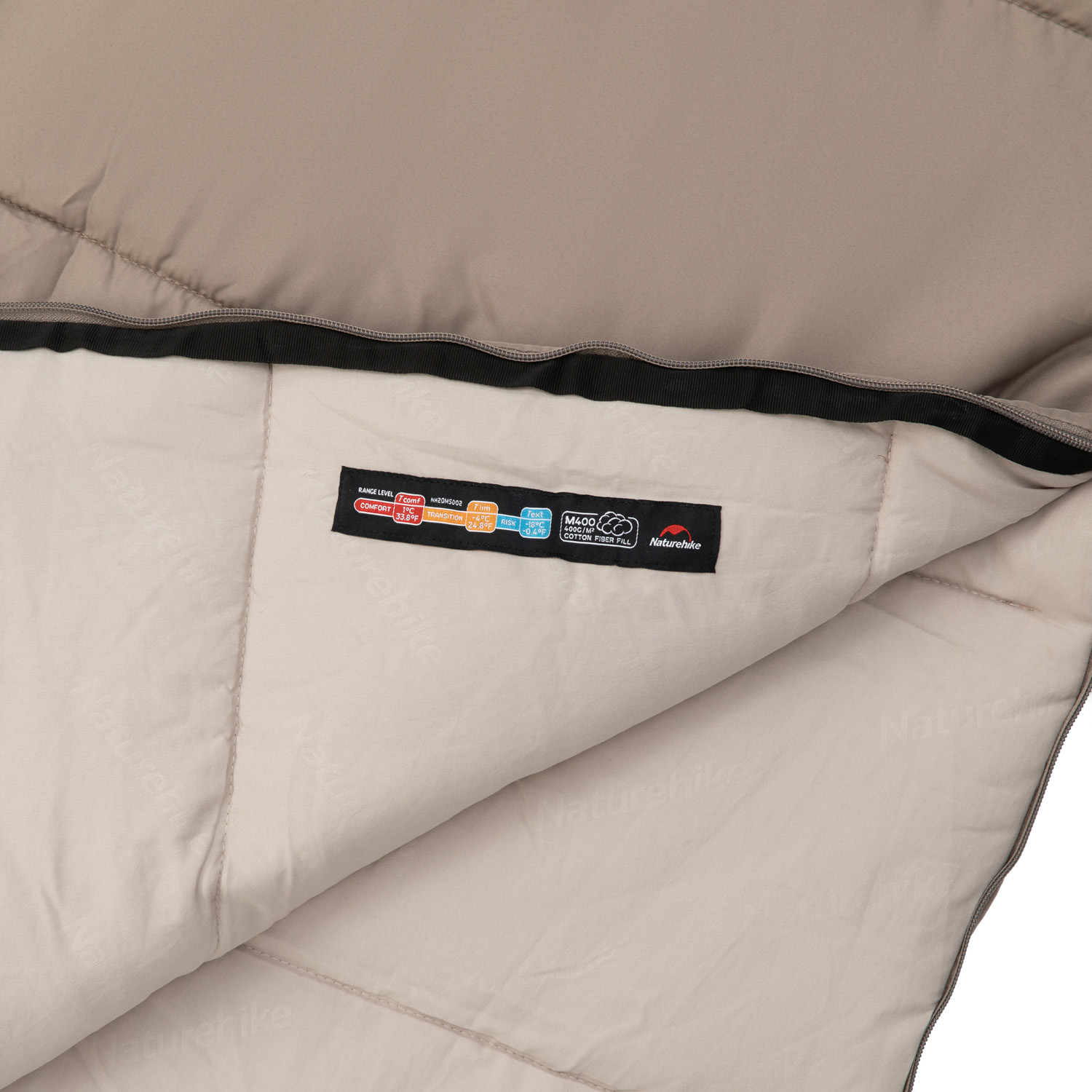 Спальник Naturehike Envelop Washable Cotton Sleeping Bag With Hood M400 Right Zipper Green