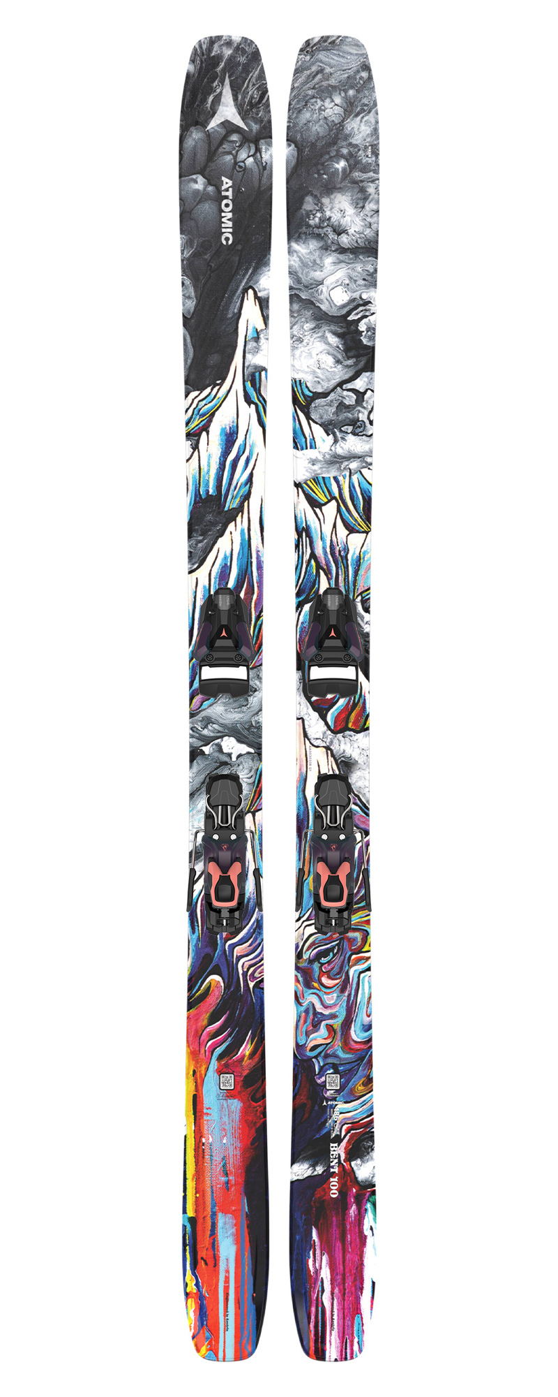 Горные лыжи с креплениями ATOMIC Bent 100+STR 12 GW Black/Multicolor