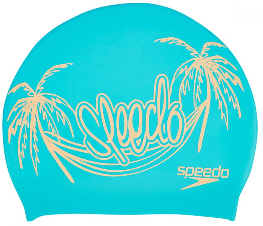 Шапочка для плавания Speedo Slogan Print Cap Голубой/Оранжевый