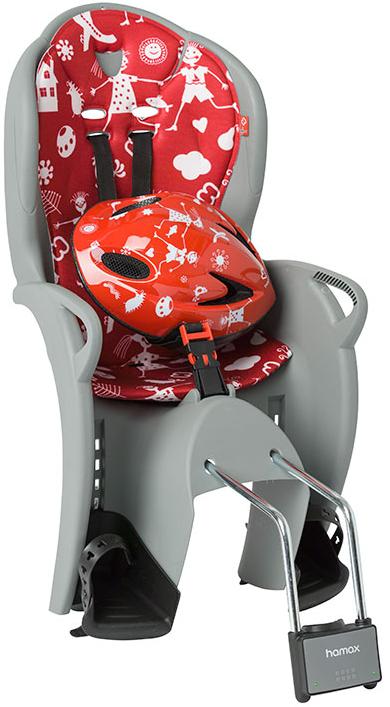 Детское велокресло Hamax Kiss Safety Package & Helmet Medium Grey/Red