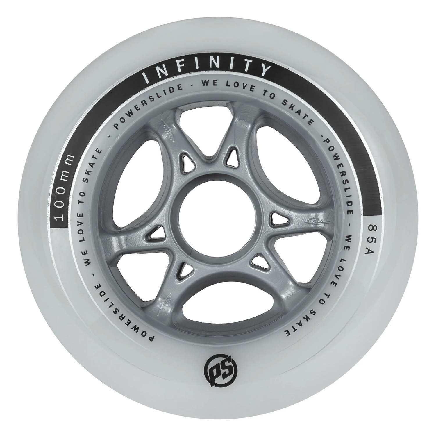 Комплект колёс для роликов Powerslide Infinity 100/85A, 4-pack Silver/Grey