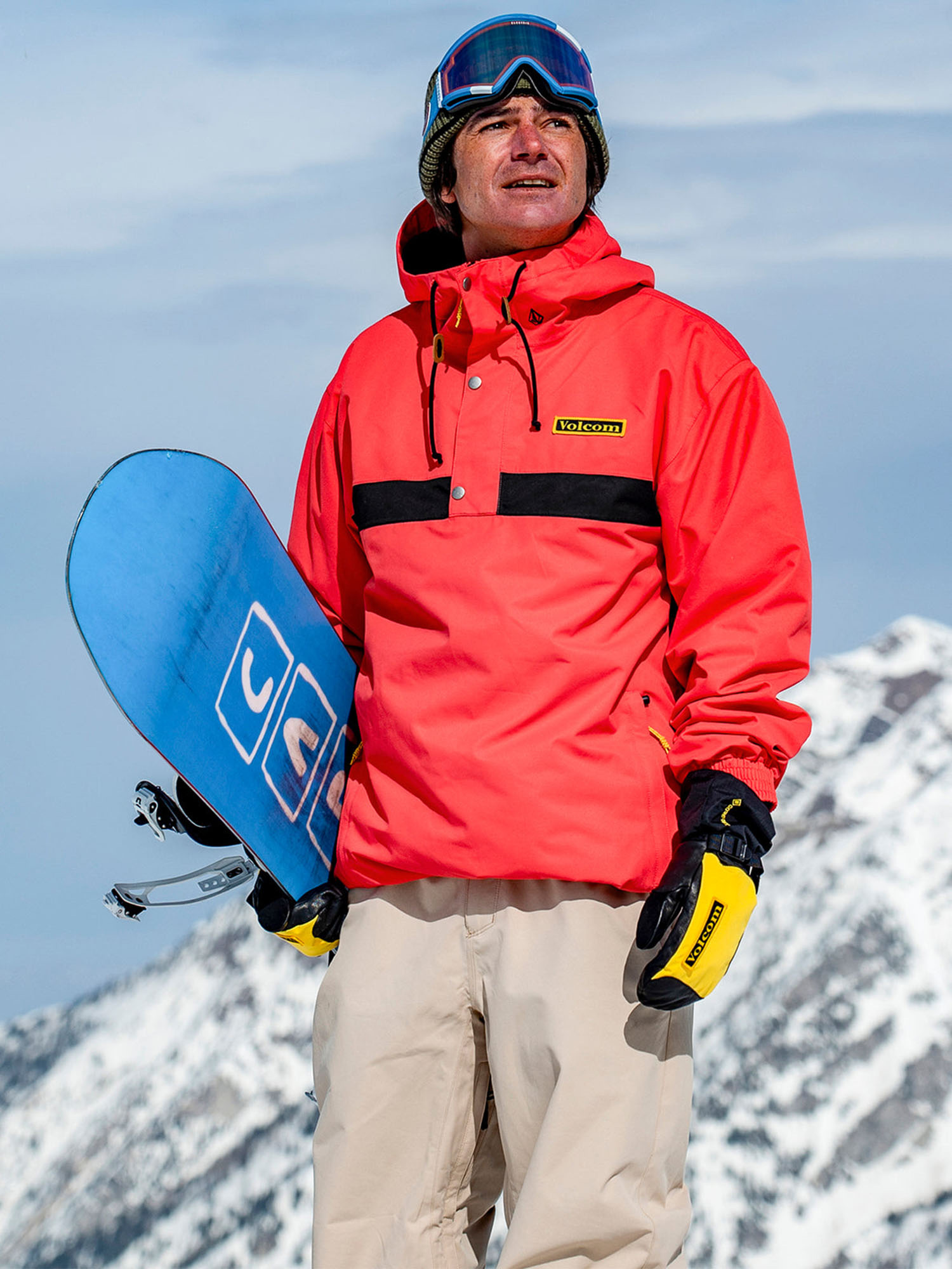 Куртка-анорак сноубордическая мужская Volcom Longo Pullover Orange