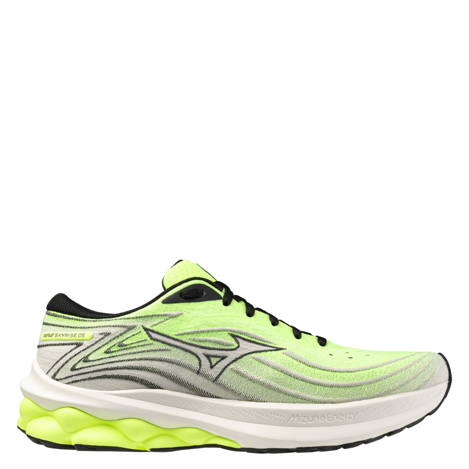 КроссовкимужскиеMizunoWaveSkyrise5NeoLime/Black/Pristine