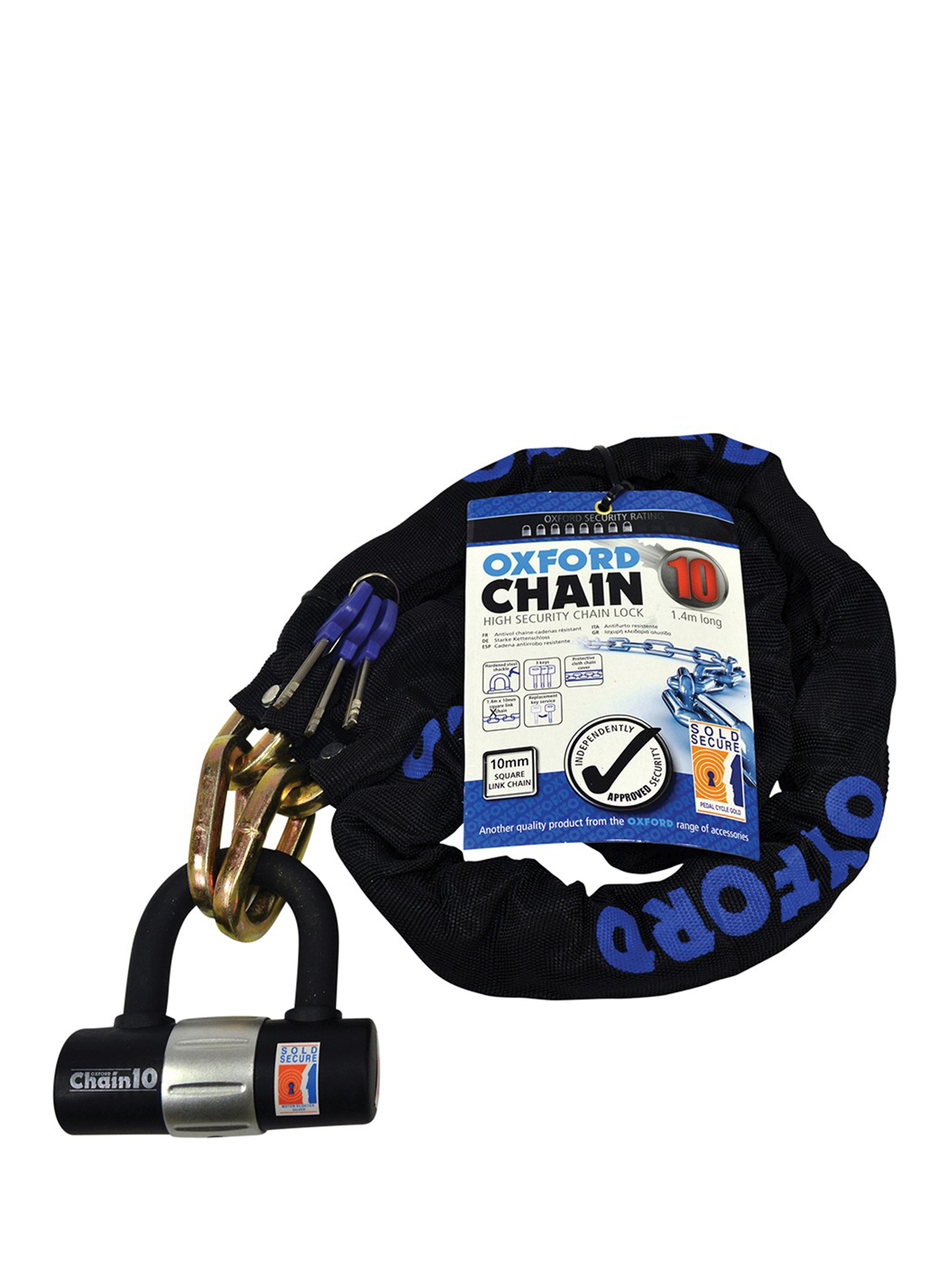 Замок велосипедный Oxford Chain10 Chain Lock & Mini Shackle 10mmх1400mm