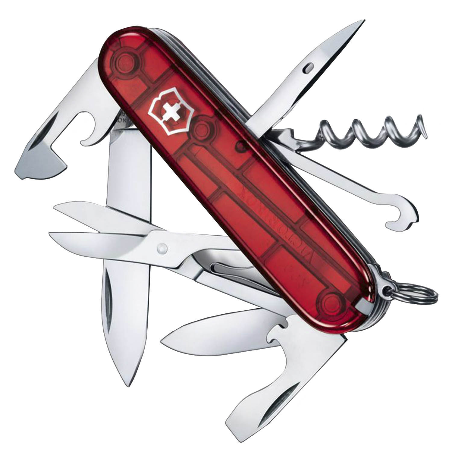 Нож Victorinox Climber, 91 мм, 14 функций Полупрозрачный Красный ...