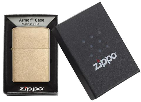 Зажигалка Zippo Armor Tumbled Brass золотистая-матовая