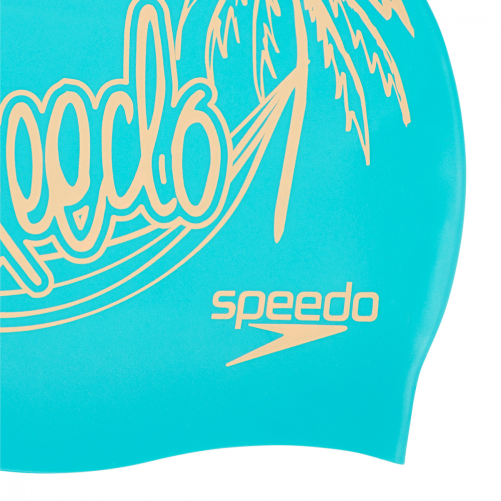 Шапочка для плавания Speedo Slogan Print Cap Голубой/Оранжевый