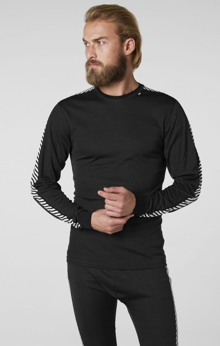 Футболка туристическая HELLY HANSEN 2020 Lifa stripe crew Black/bllack ...