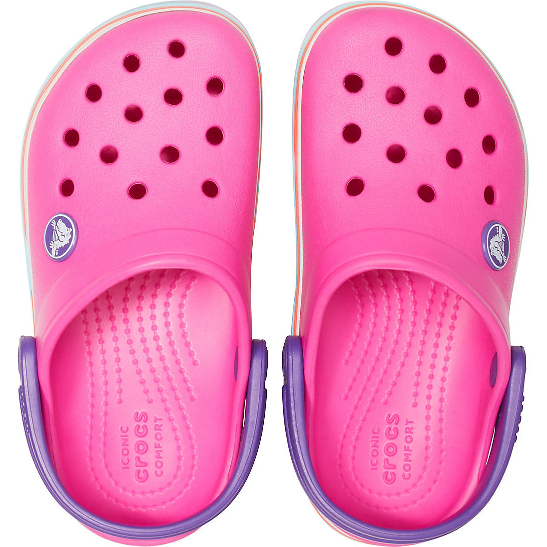 Сандалии Crocs Crocband Wavy Band Clog K Neon Magenta