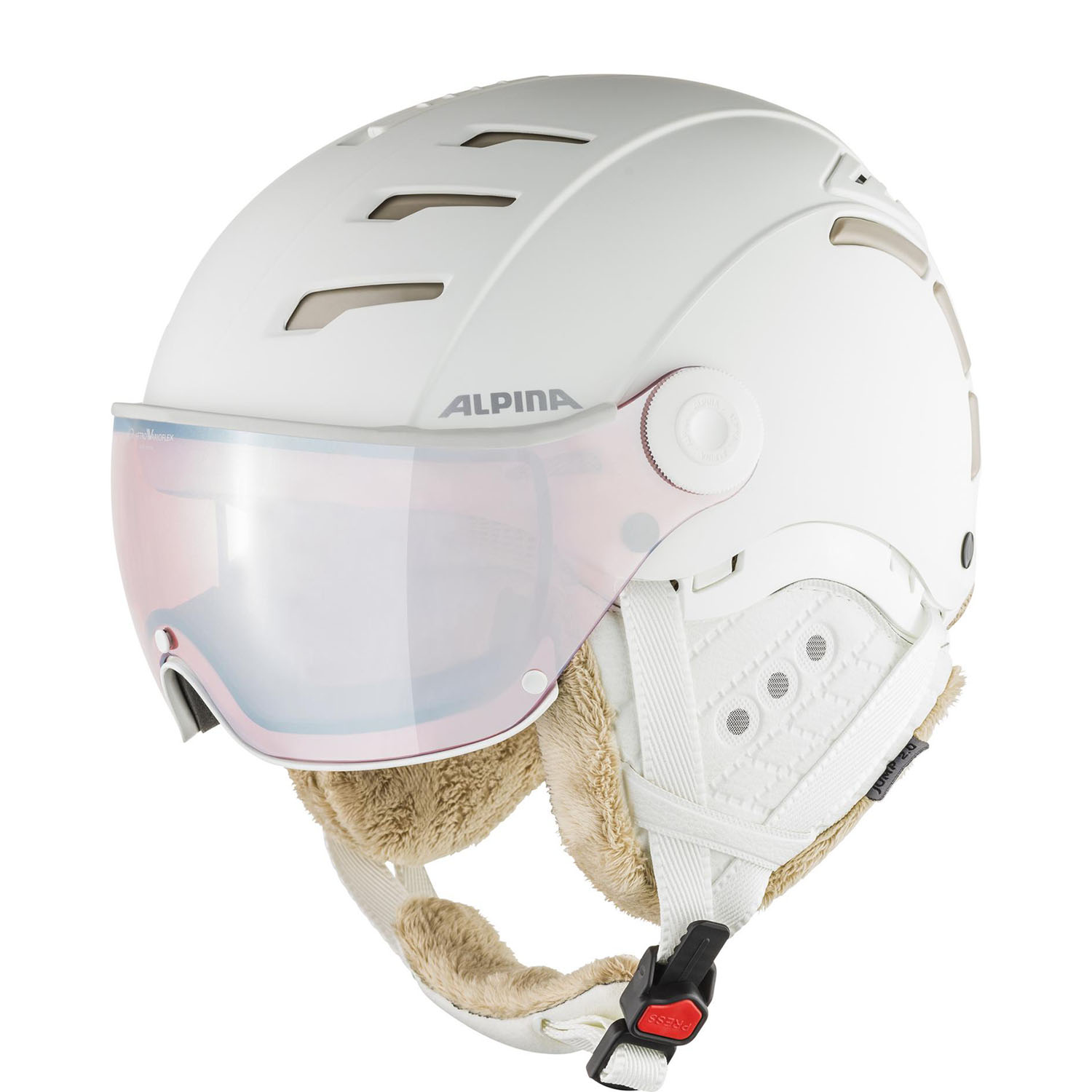 Шлем с визором ALPINA Jump 2.0 Qv White-Prosecco Matt