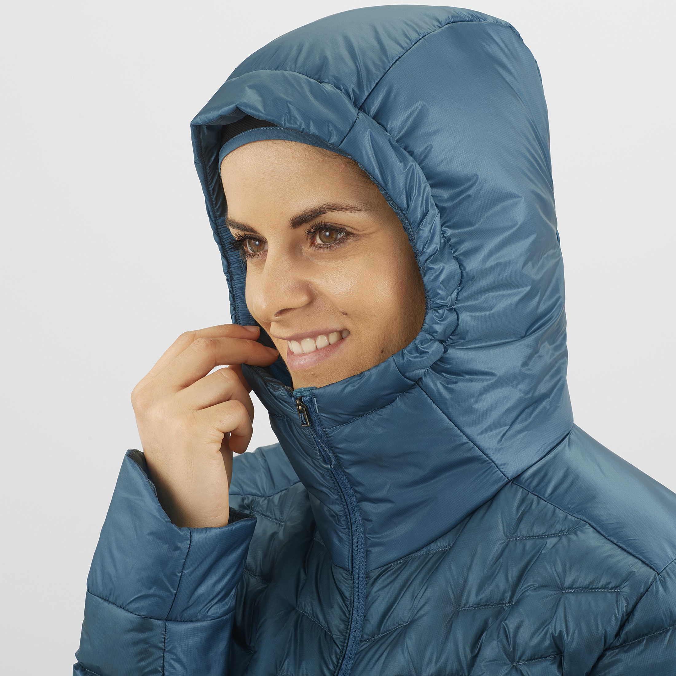 SALOMON Outline Down Hoodie W Mallard Blue Black