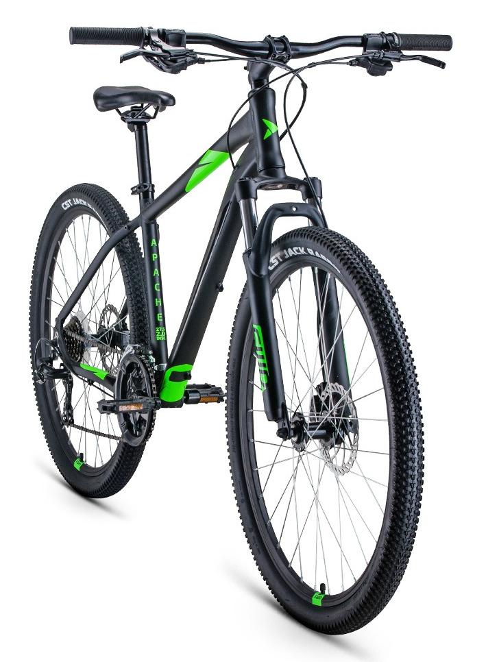 Велосипед Forward Apache 27,5 2.0 Disc 2021 Черный Матовый/Ярко-Зеленый