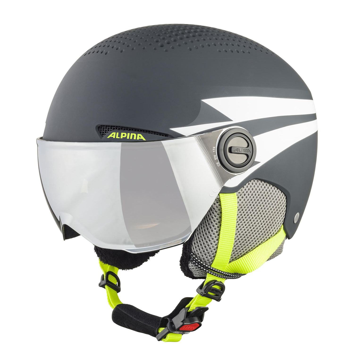 Шлем с визором детский ALPINA Zupo Visor Q-Lite Charcoal-Neon Matt