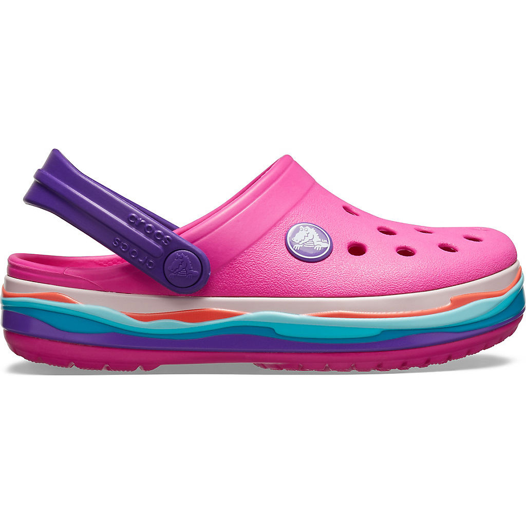 Сандалии Crocs Crocband Wavy Band Clog K Neon Magenta