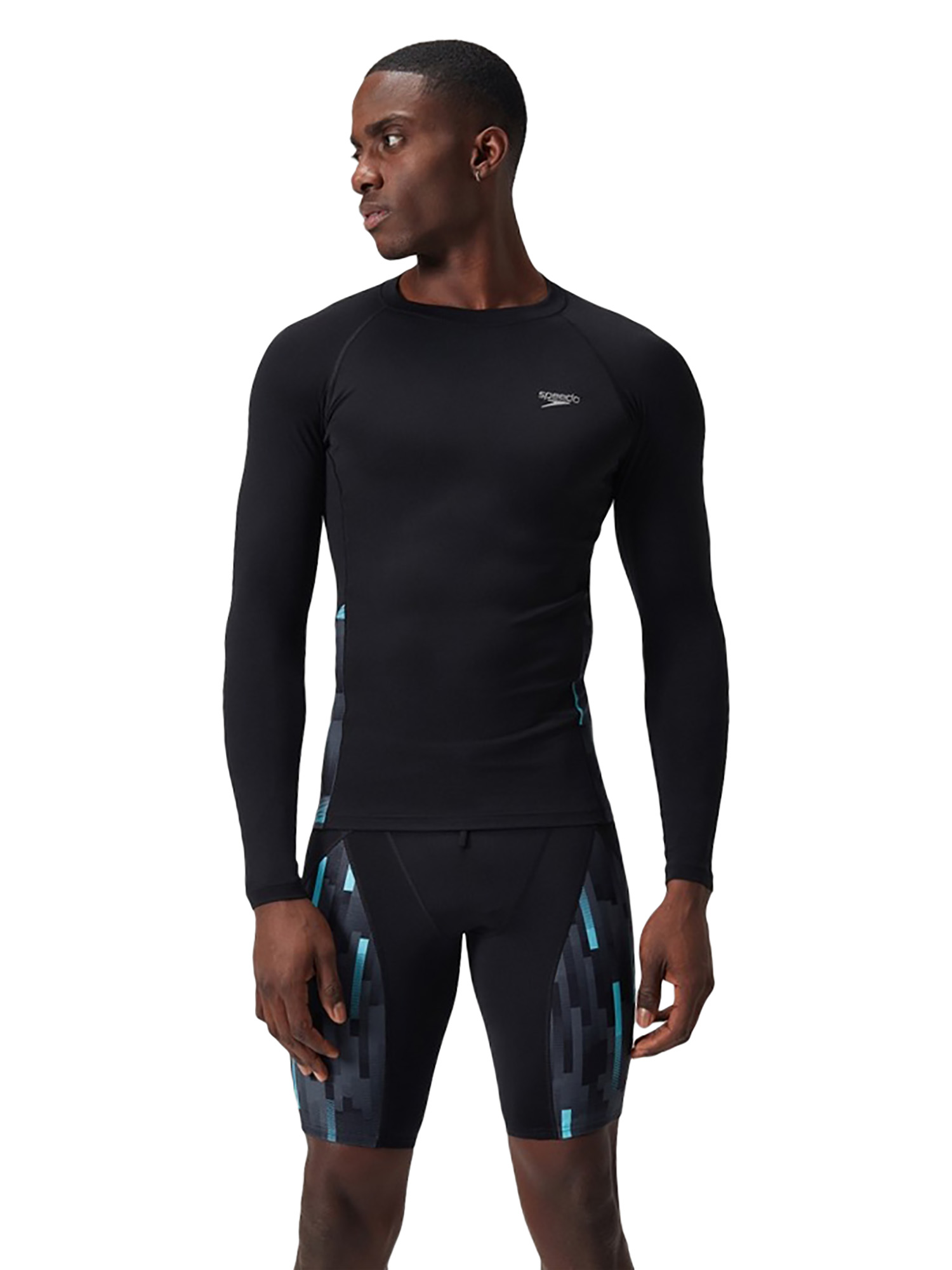 Футболка Для Плавания Мужская Speedo Ls Sp Am Black/White