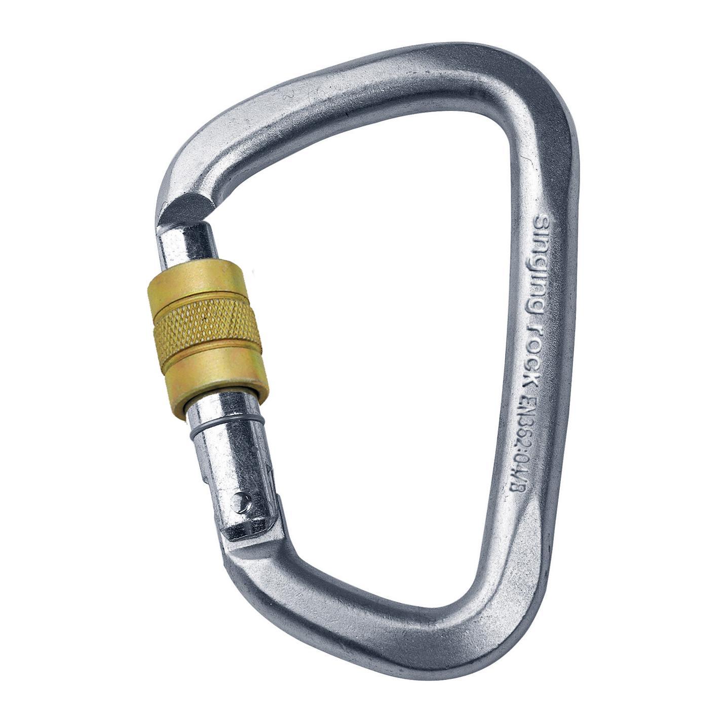 Карабин Singing Rock 2018 D Car Steel Lock Screw 50Kn