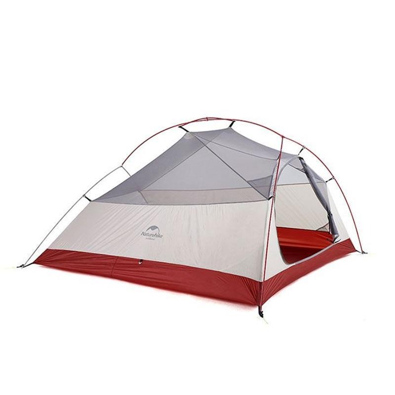 Палатка Naturehike Ultralight Three-Man Cloud Up 3 Tent New Version 20D + Mats Silicone Light Grey /Red
