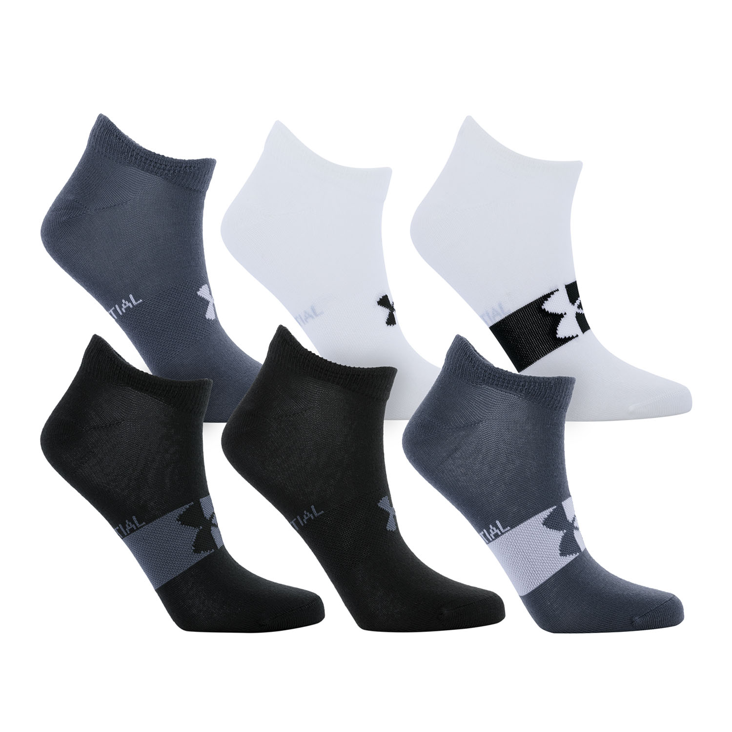 Носки Under Armour Yth Essential No Show 6 Pack Black/Grey/White