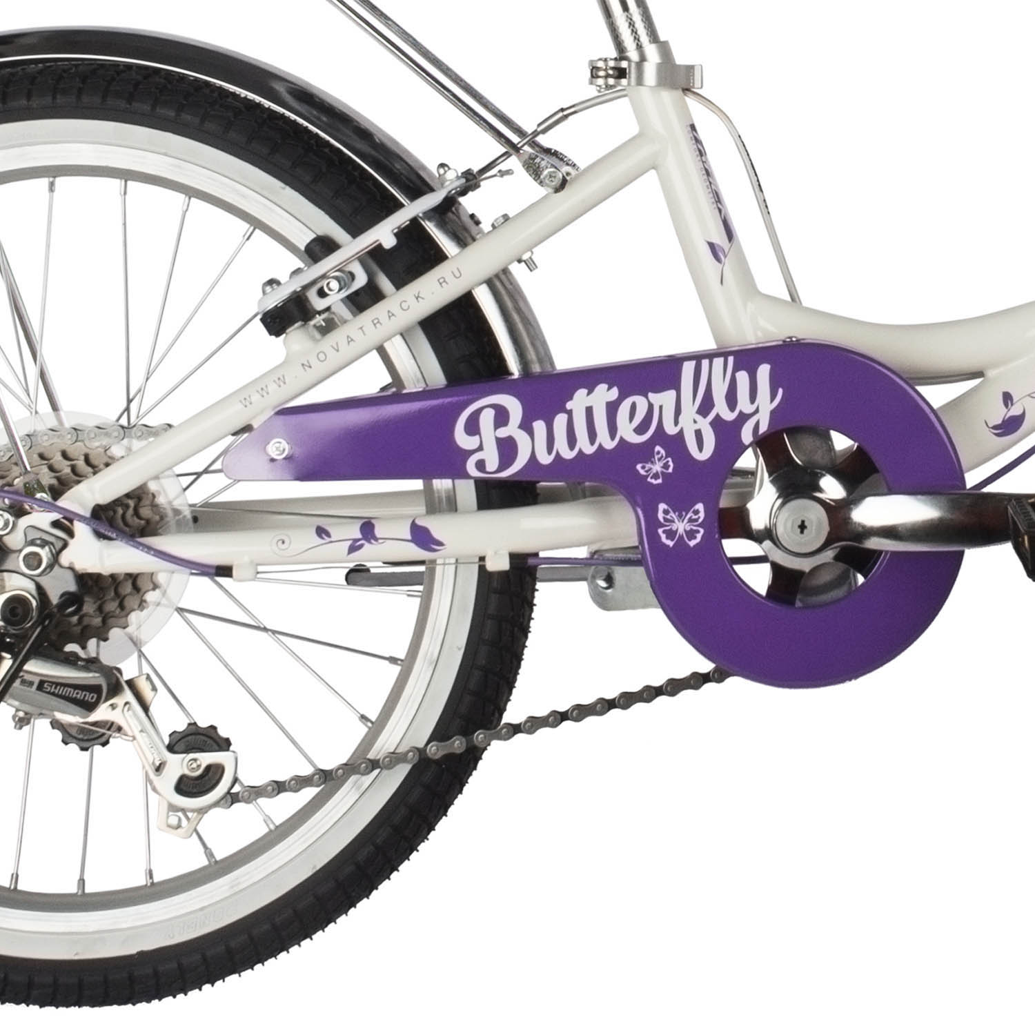 Велосипед Novatrack Butterfly 2022 Белый-фиолетовый