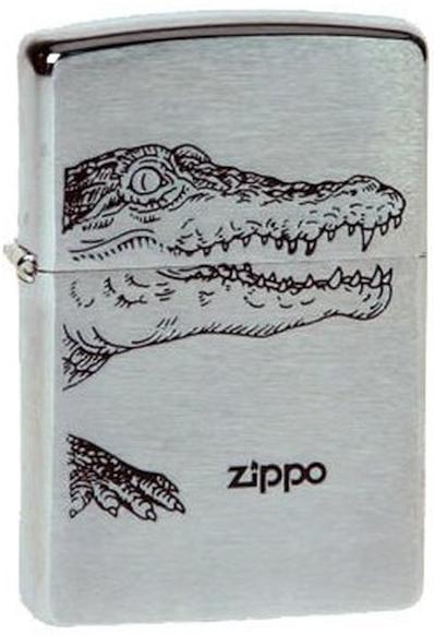 Зажигалка Zippo Alligator Brushed Chrome серебристая