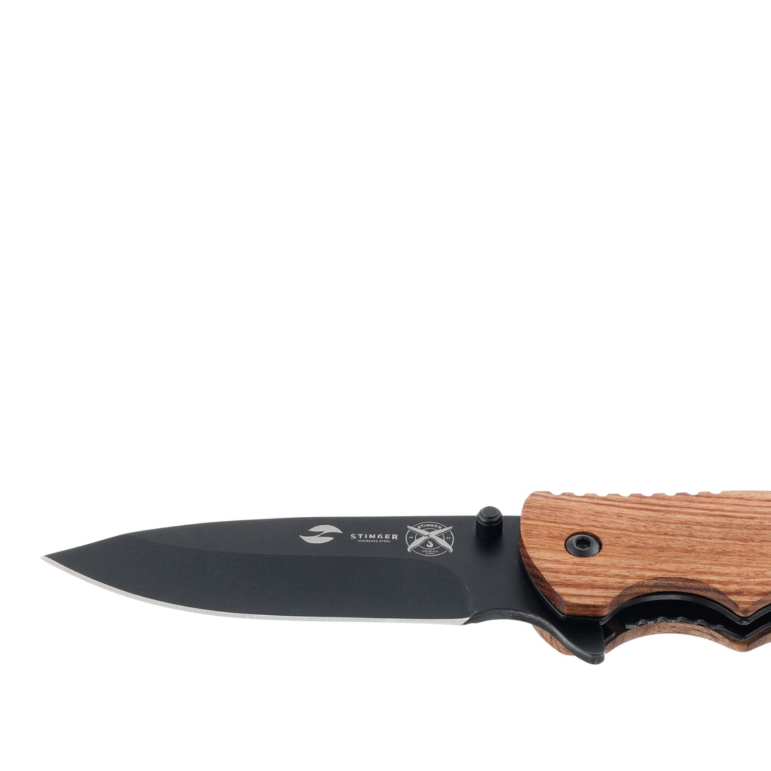 Нож Stinger Knives 120 мм рукоять дерево/сталь Чёрный/Коричневый
