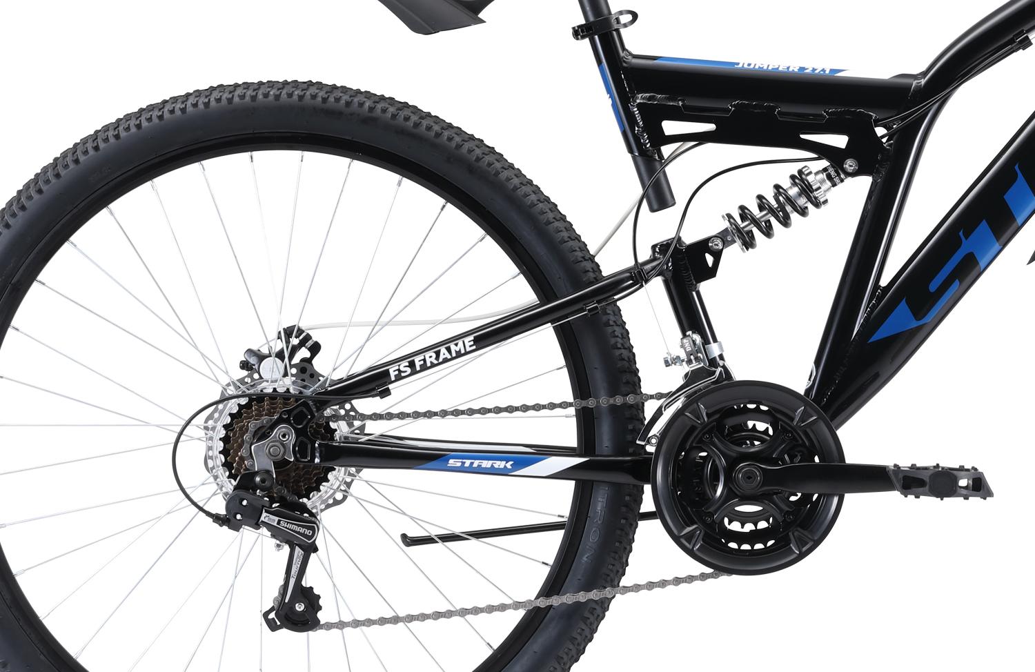 Велосипед Stark Jumper 27.1 FS D 2020 черный/голубой/белый