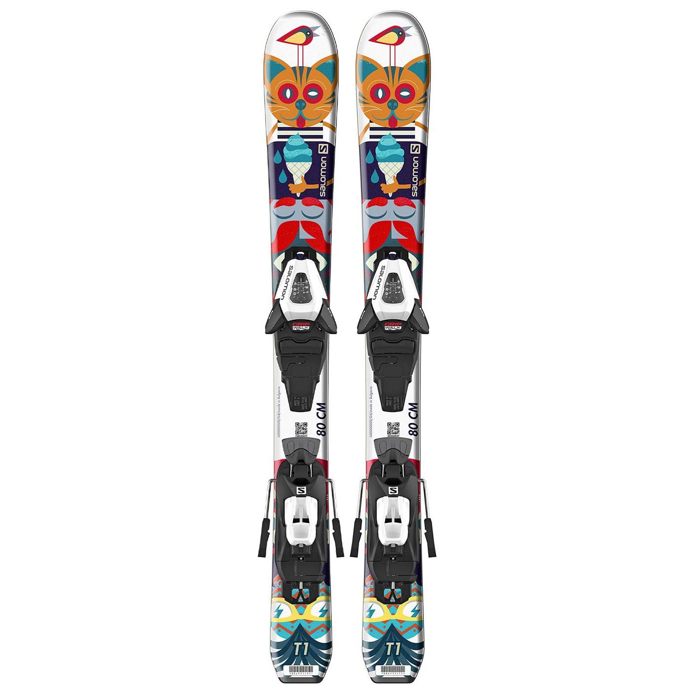 Горные лыжи с креплениями SALOMON 2019-20 T1 Jr XS + C5 White/Multicolor