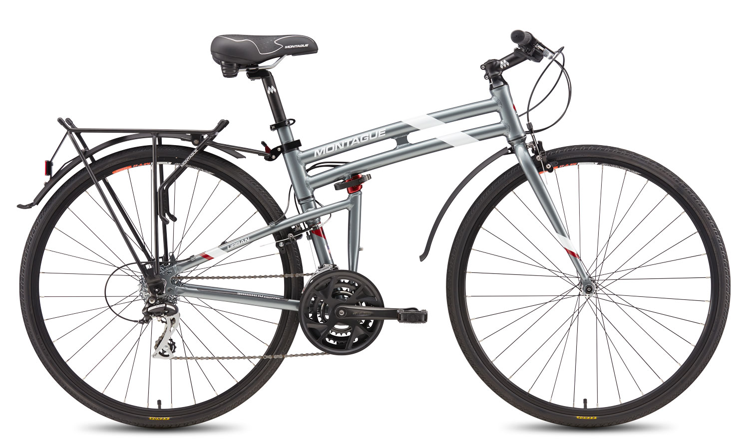 Велосипед Montague Urban 21 21 Speed 700C With Rackstand 2017 Дымчатый Серый С Белыми И Красными Акцентами