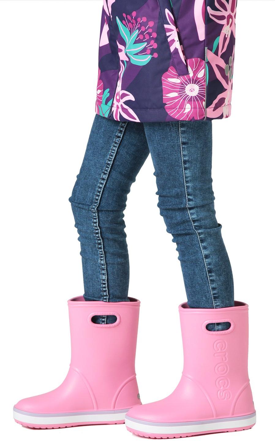 Сапоги резиновые Crocs Crocband Rain Boot Pink Lemonade/Lavender