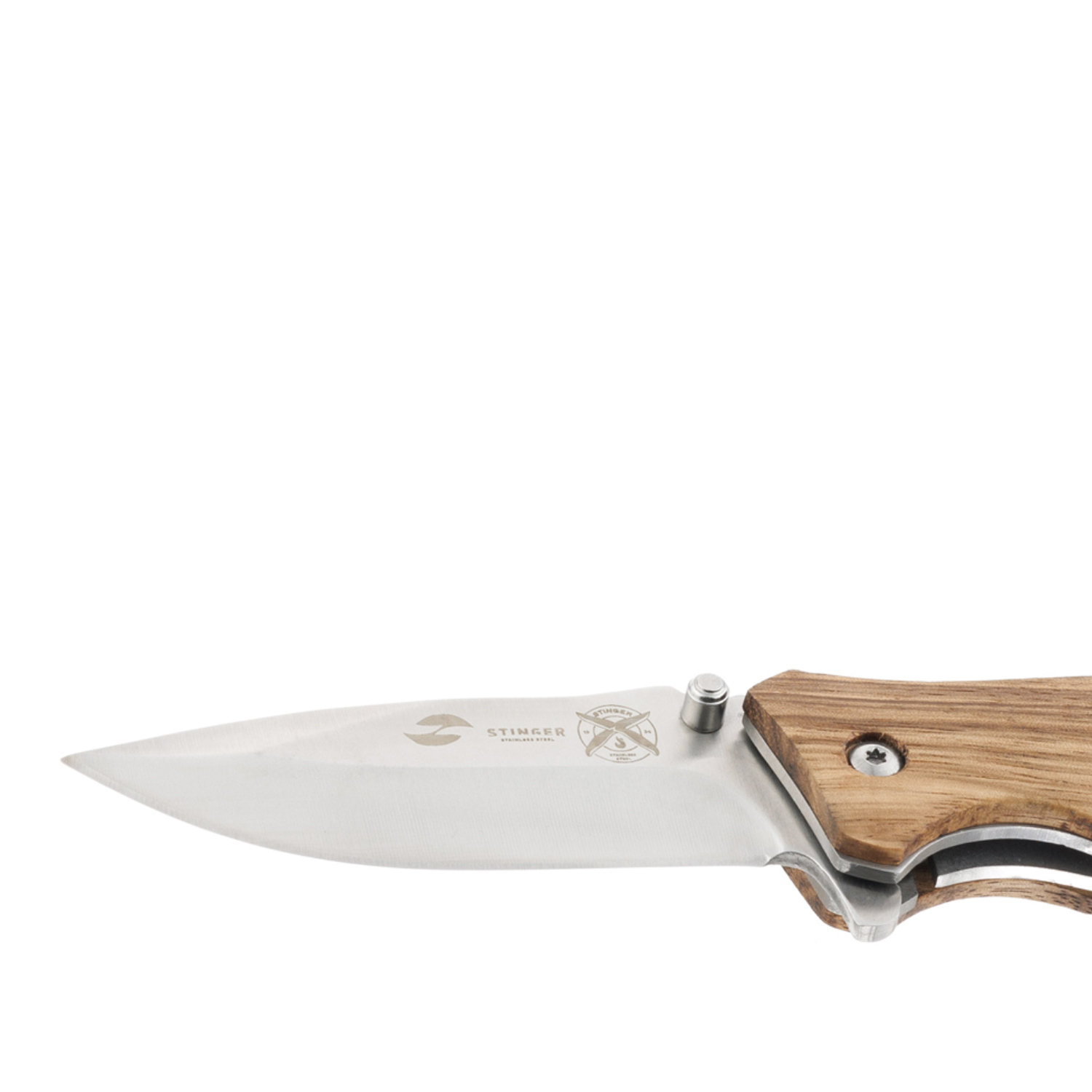 Нож Stinger Knives 110 мм рукоять дерево/сталь Серебристый/Светло-Коричневый