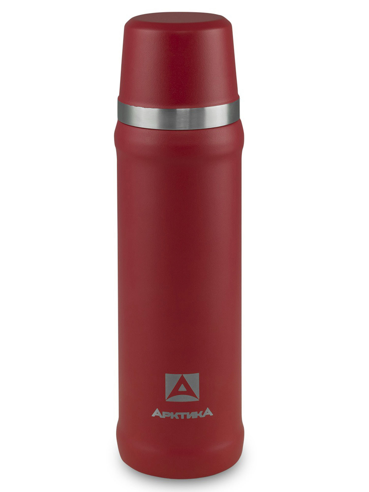 Термос Арктика классический для напитков с узким горлом и пробкой с кнопкой, объем 0,6 л Красный