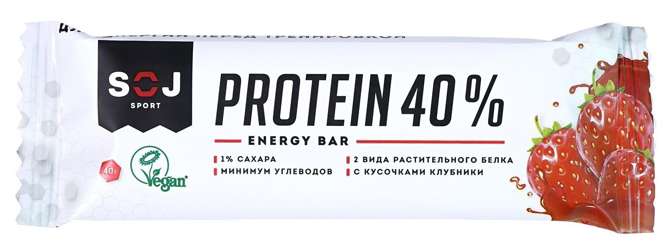 Батончик SOJ Sport на основе растительных протеинов со вкусом клубники 40 г