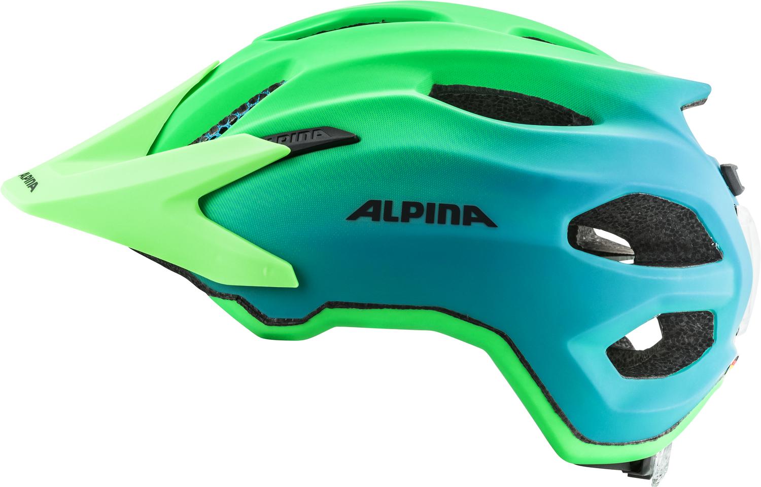 Велошлем Alpina 2021 Carapax Jr. Flash Green/Blue Matt