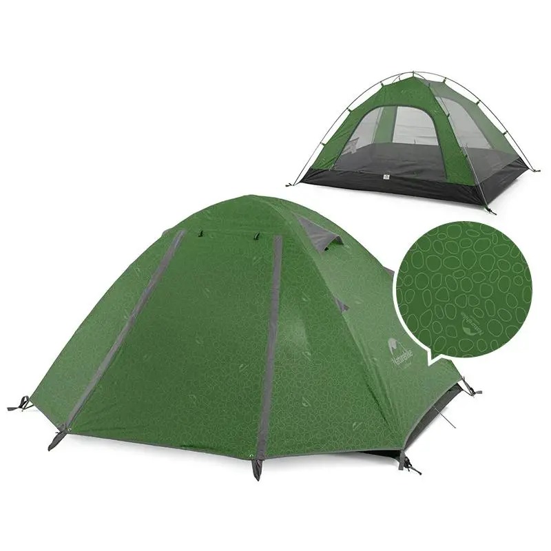 Палатка Naturehike P-Series Aluminum Pole Tent With New Material 210T65D Embossed Design 4 Man Forest Green