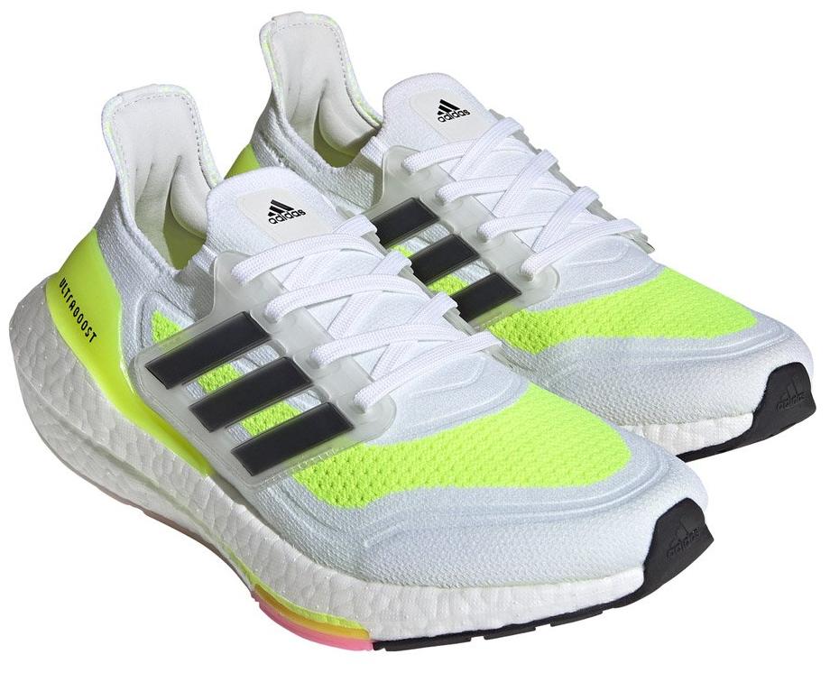 Беговые кроссовки Adidas Ultraboost 21 W Ftw White/Core Black/Solar Yellow