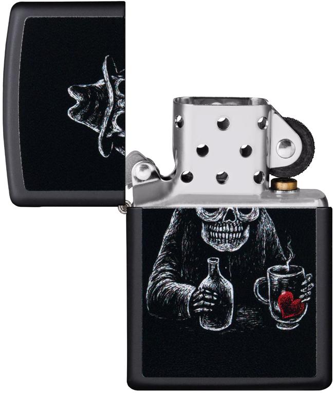Зажигалка Zippo Bar Skull Design Black Matte чёрный-матовый