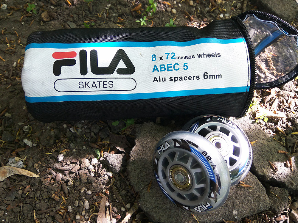 Комплект колёс для роликов Fila FILA wheels 72mm/82A+ABEC5+Alu spacer 6mm