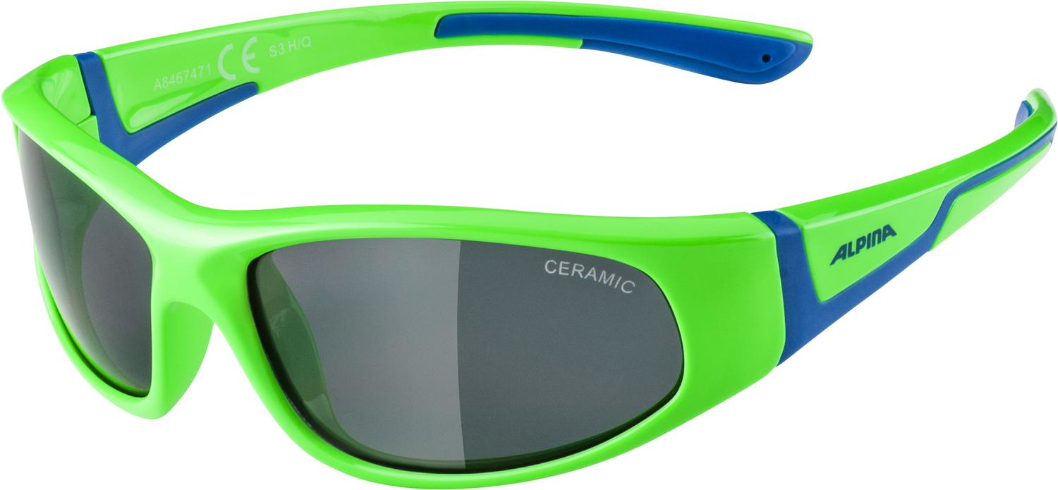 Очки солнцезащитные ALPINA Flexxy Junior Neon-Green-Blue Gloss/Black Cat. 3