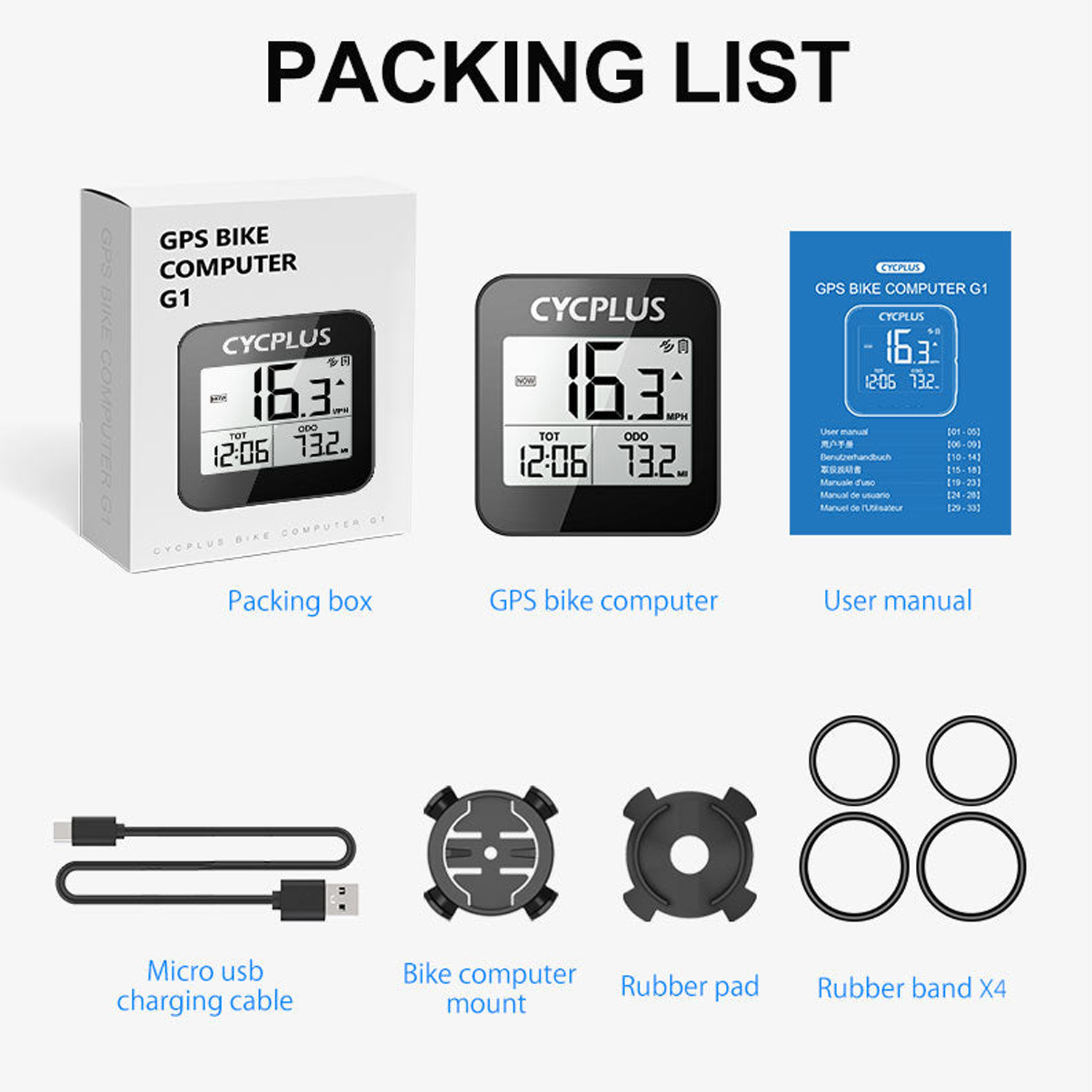 Велокомпьютер Cycplus G1 Bike GPS Computer