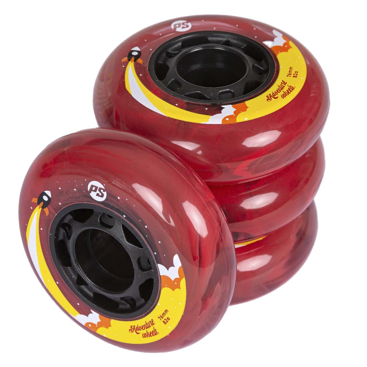 Комплект колёс для роликов Powerslide Adventure 76/82A, 4-pack Black/Red