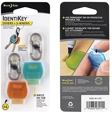 Набор крышек для ключей Nite Ize IdentiKey, 4 шт Ассорти + S-Biner MicroLock