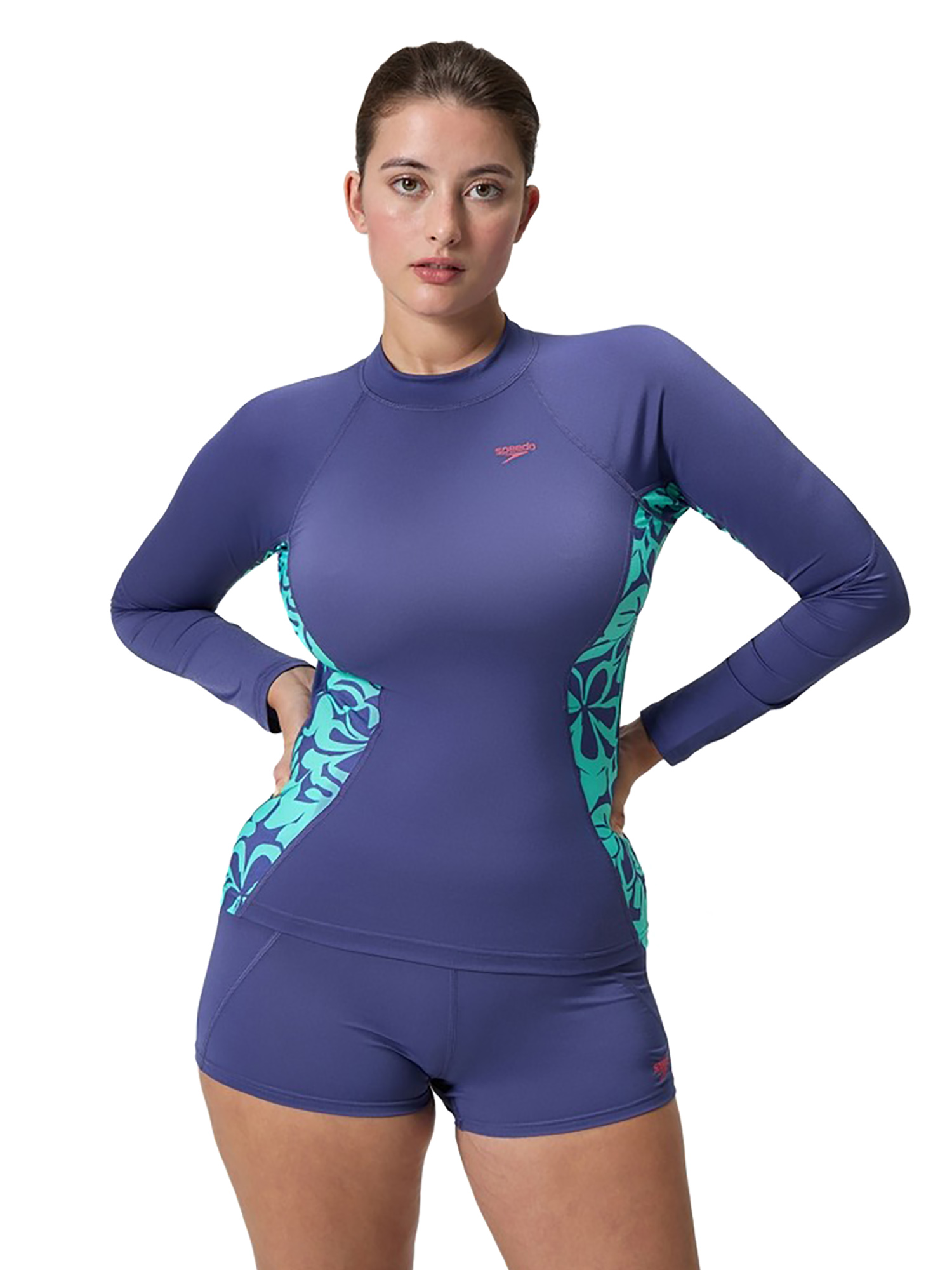 Футболка Для Плавания Женская Speedo Prt Ls Rash Af Blue
