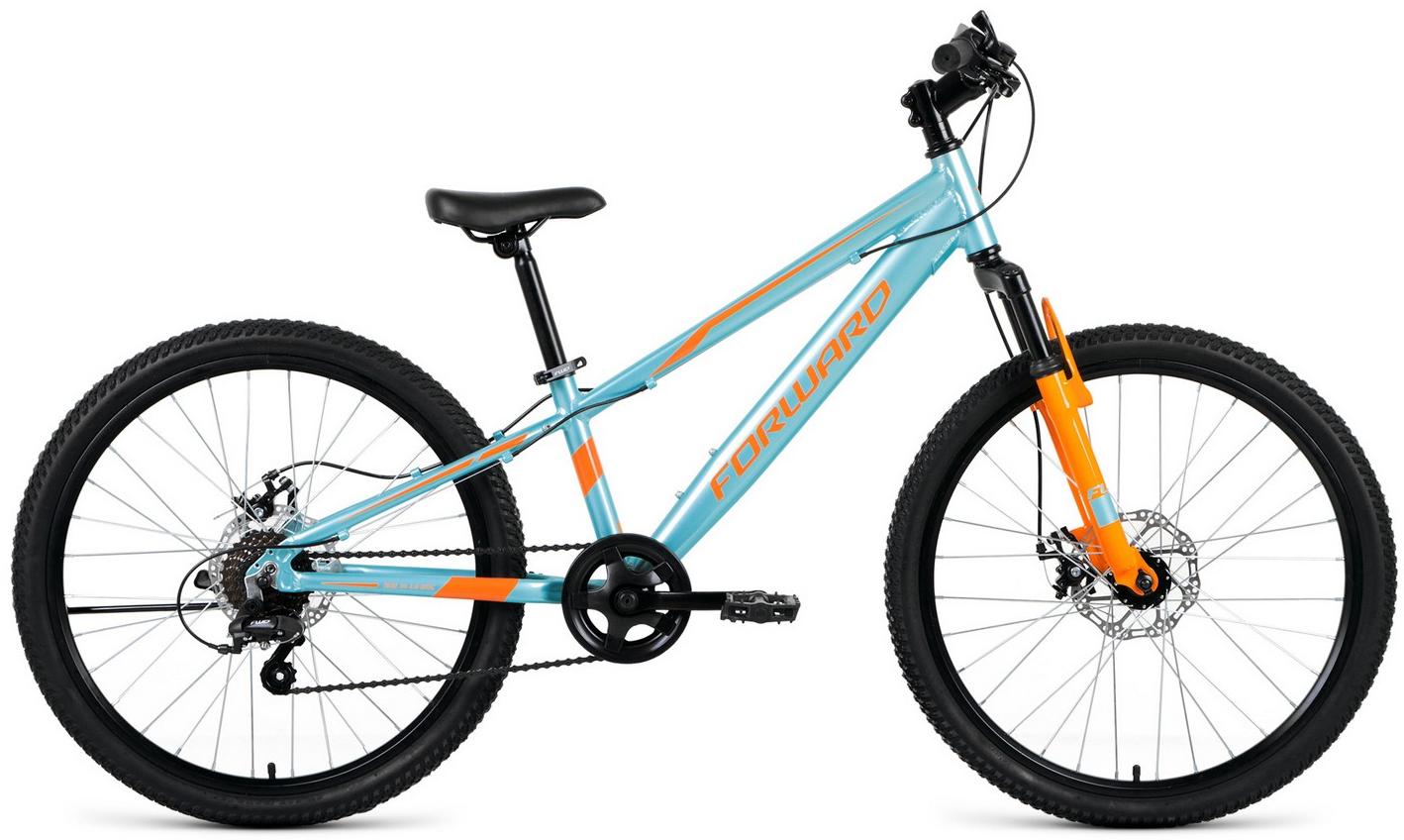 Велосипед Forward Rise 24 2.0 Disc 2020 голубой/оранжевый