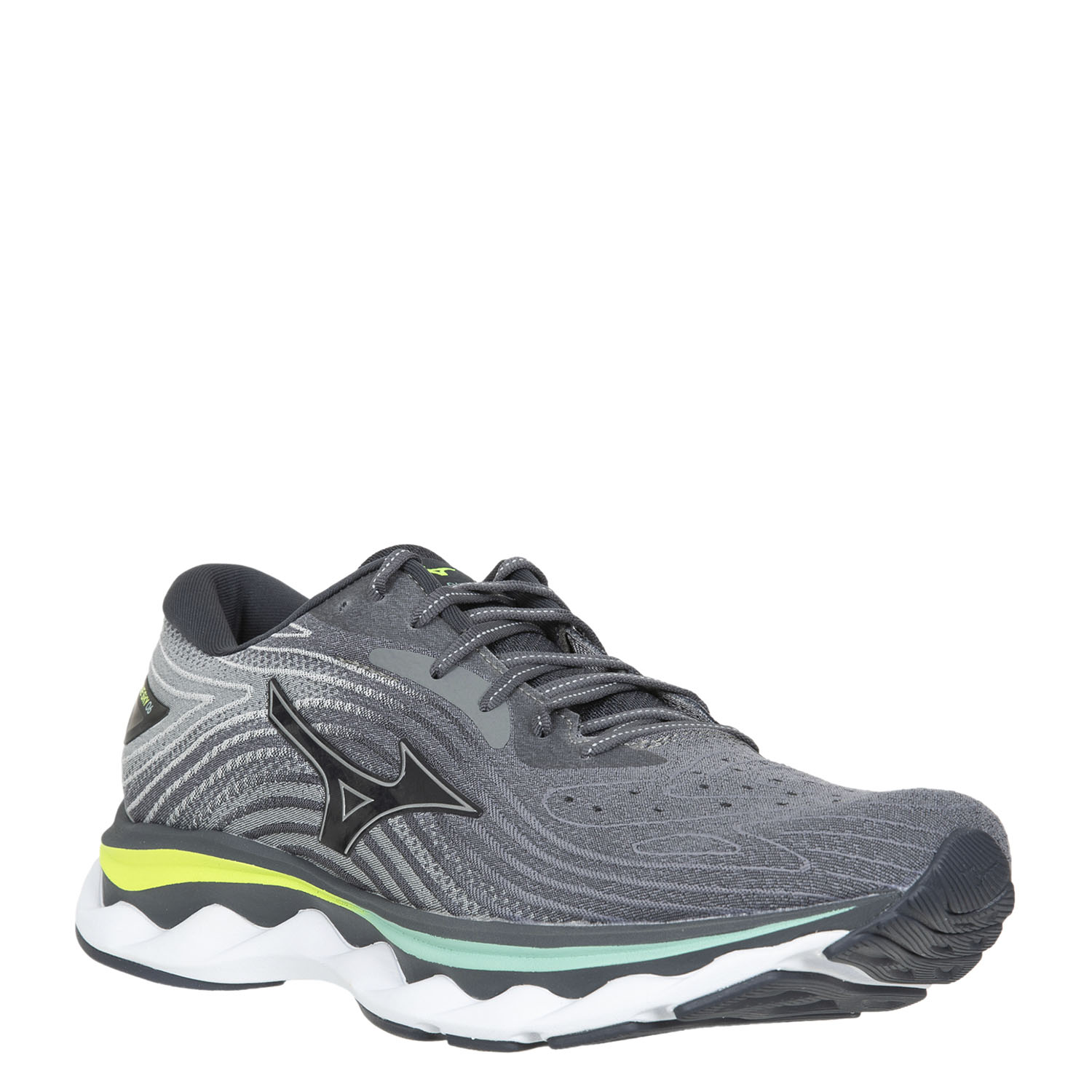 Беговые кроссовки Mizuno Wave Sky 6 QShade/Silver/NeoLime